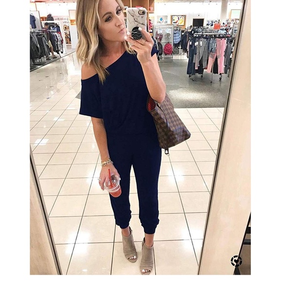 🆕 Navy ~ Off Shoulder Jumpsuit - Picture 4 of 7